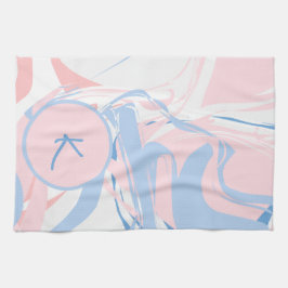Personalisiert Blau-weißer rosa Marmor Swirl Abstr Geschirrtuch