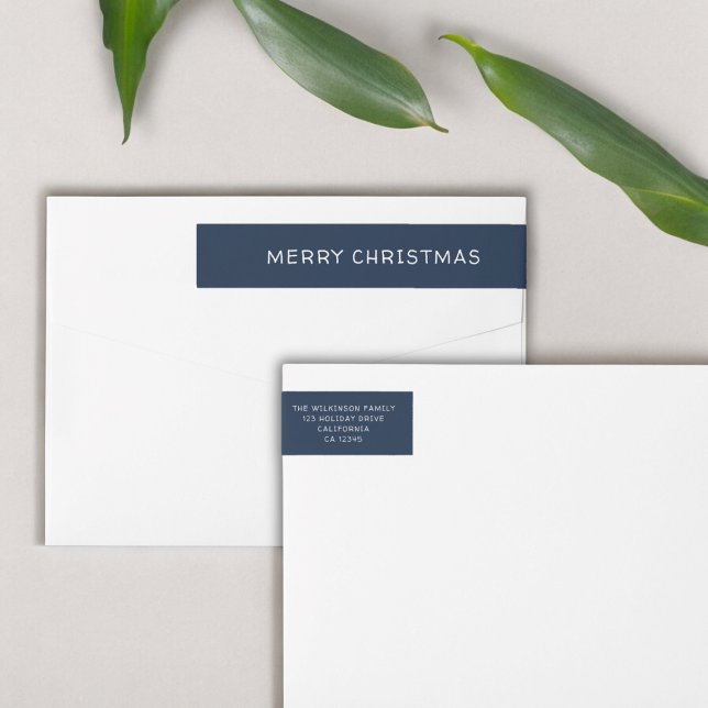 Personalisiert-blaue Weihnachten (modern  christmas chic return address lable , )