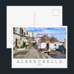Personalisiert, Blick auf Alberobello, Apulien Postkarte<br><div class="desc">Schöne Stadt Alberobello mit berühmten Trulli Häusern,  Apulien in Italien. Anpassbarer Text.</div>