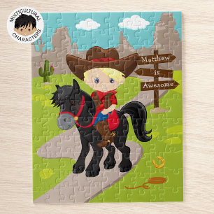Personalisiert Blonde Cowboy Jigsaw Puzzle