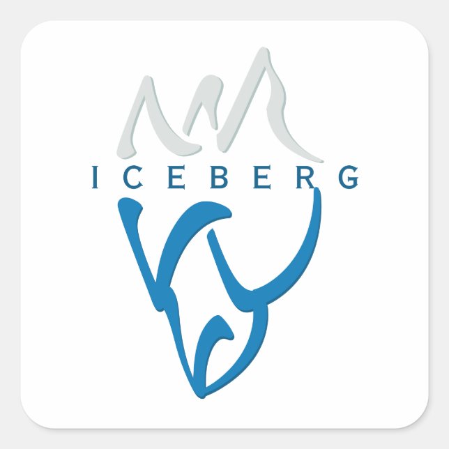 Personalisiert Blue Abstrakt Iceberg Inspiration Quadratischer Aufkleber (Vorderseite)