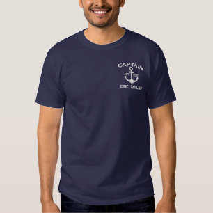 Personalisiert Blue Anchor Nautical Besticktes T-Shirt