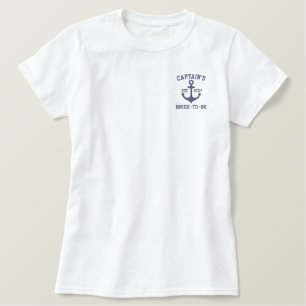 Personalisiert Blue Anchor Nautical Bridal Besticktes T-Shirt