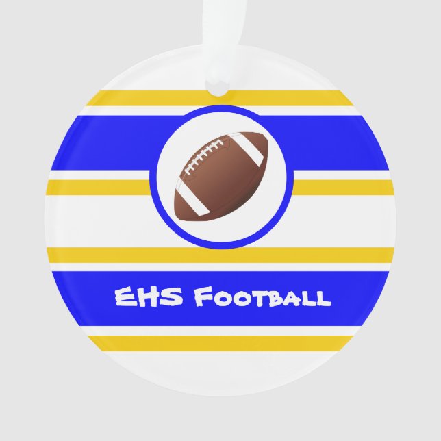 Personalisiert Blue and Gold Football Ornament (Vorderseite)