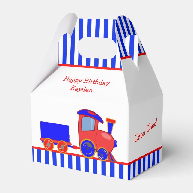 Personalisiert Blue and Red Train Birthday Favor B Geschenkschachtel (Vorderseite)