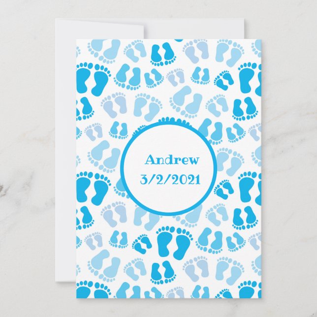 Personalisiert Blue Baby Boy Baby Feet Dankeskarte (Vorderseite)