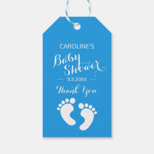 Personalisiert Blue Baby Feet BOY Babydusche Geschenkanhänger