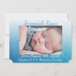 Personalisiert Blue Baby Foto Geburtshinweise Ankündigung