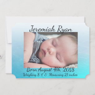 Personalisiert Blue Baby Foto Geburtshinweise Ankündigung
