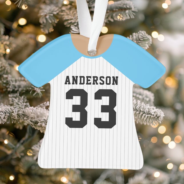 Personalisiert Blue Baseball Jersey Ornament (Von Creator hochgeladen)