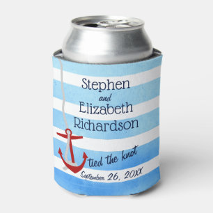 Personalisiert Blue Beachy Red Anchor Dosenkühler