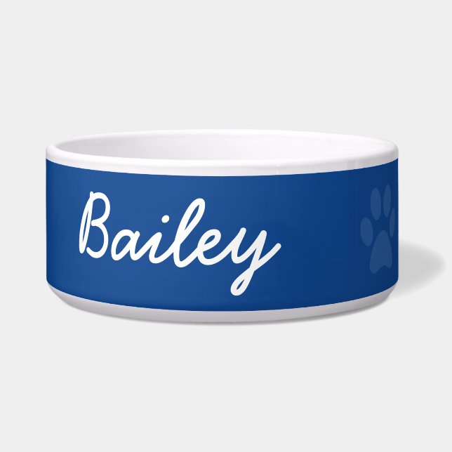 Personalisiert Blue Best Dog Ever und Name auf Napf (Links)
