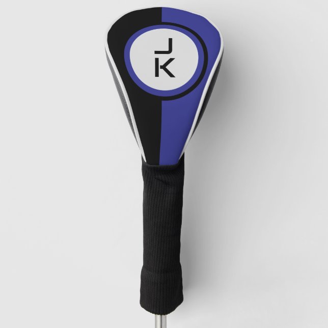 Personalisiert Blue Black Golf Head Cover Headcover (Vorderseite)