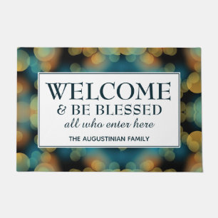 Personalisiert Blue Bokeh WELCOME Fußmatte