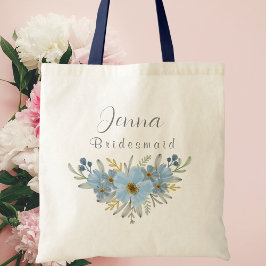 Personalisiert Blue Botanal Floral Bridesmaid Tragetasche