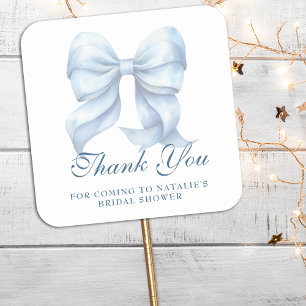 Personalisiert Blue Bow Brautparty Vielen Dank Quadratischer Aufkleber