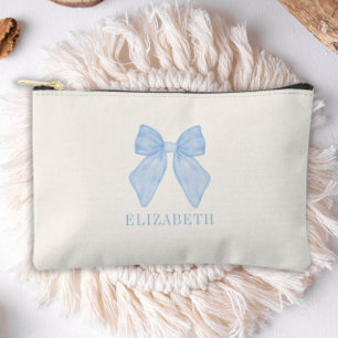 Personalisiert Blue Bow Coquette Ästhetik Zubehörtasche