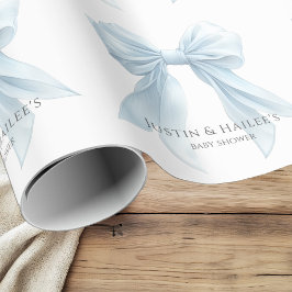 Personalisiert Blue Bow Girl Coquette Babydusche Geschenkpapier