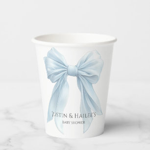 Personalisiert Blue Bow Girl Coquette Babydusche Pappbecher