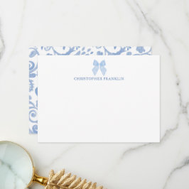 Personalisiert Blue Bow New Baby Stationery Dankeskarte