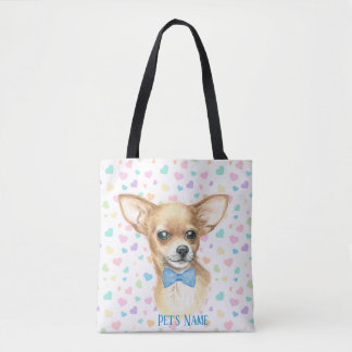 Personalisiert Blue Bowtie Chihuahua Tasche