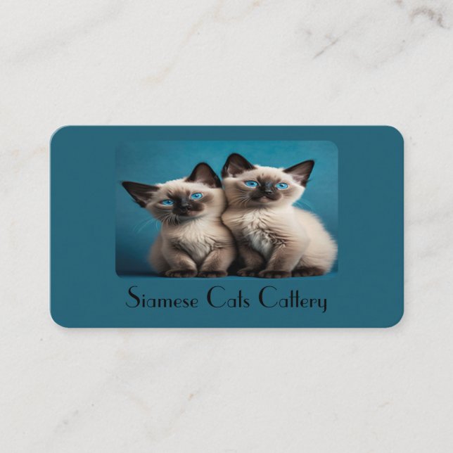 Personalisiert Blue Business Card für Cattery Visitenkarte (Vorderseite)