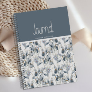 Personalisiert Blue Cream Floral Journal Notizbuch