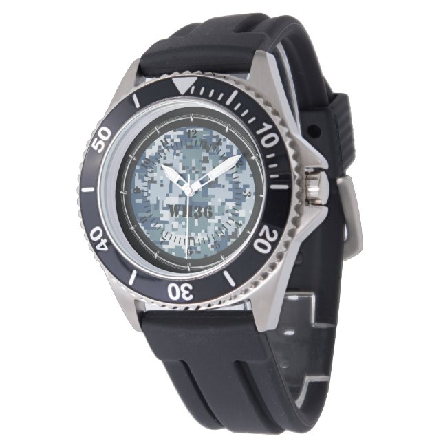 Personalisiert Blue Digital Camouflage Watch Dekor Armbanduhr (Schrägansicht)