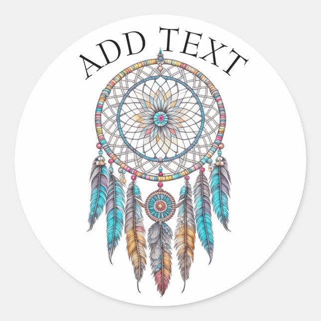 Personalisiert Blue Dreamcatcher Mystical Runder Aufkleber (Vorderseite)