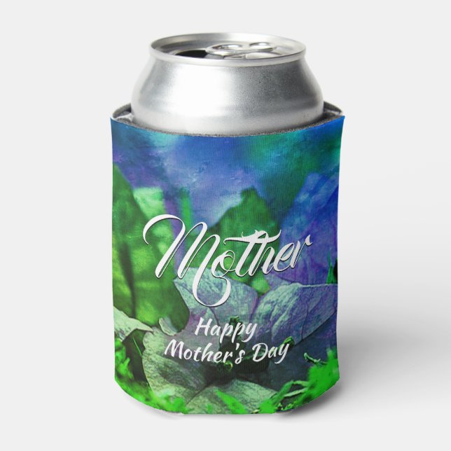 Personalisiert Blue Floral MOTHER Dosenkühler (Kanne Vorderseite)