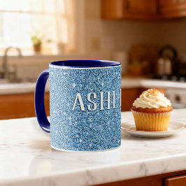 Personalisiert Blue Funkelnd Glitzer mit Name Coff Tasse