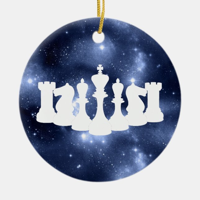 Personalisiert Blue Galaxy Schach Weihnachten Keramik Ornament (Vorne)