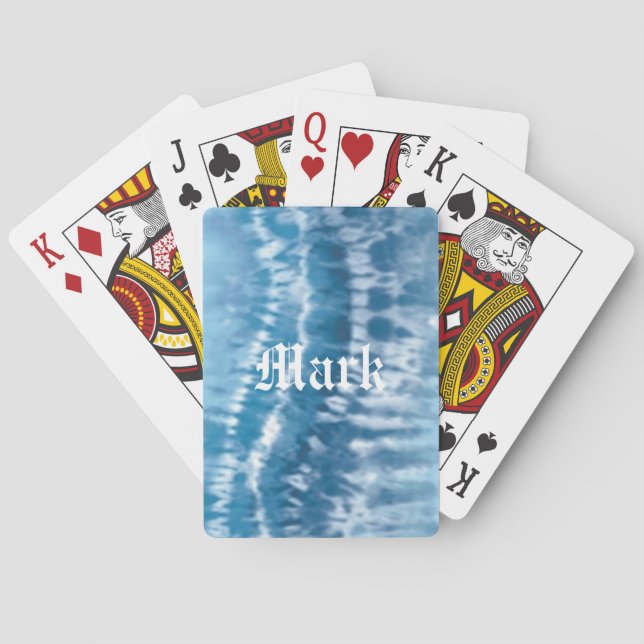 Personalisiert Blue Gefärbte Krawatte Playing Card Spielkarten (Rückseite)