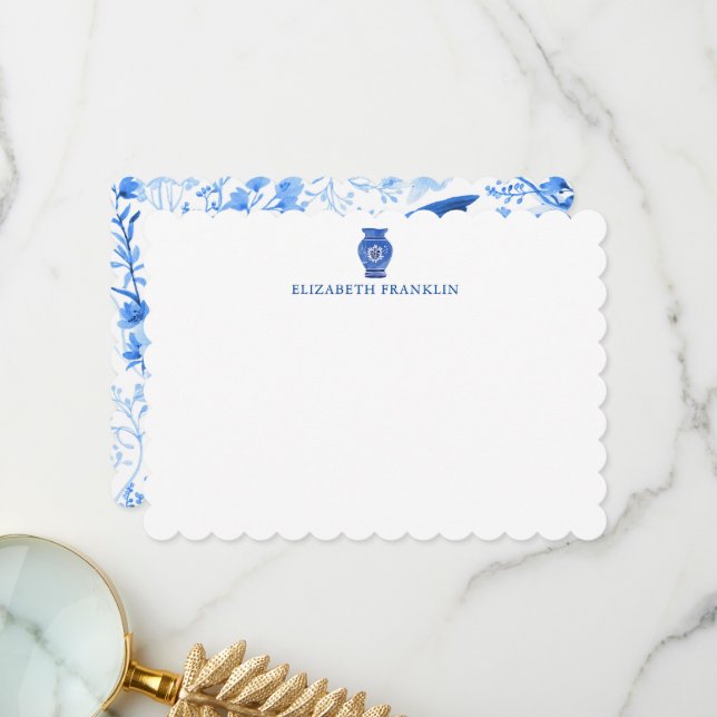 Personalisiert Blue Ginger Jar Shower Stationery Dankeskarte (Vorderseite/Rückseite Beispiel)