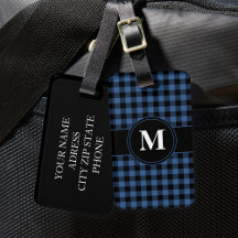 Personalisiert Blue Gingham Monogram