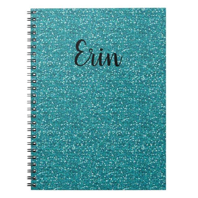Personalisiert Blue-Glitzer-Notebook Notizblock (Vorderseite)