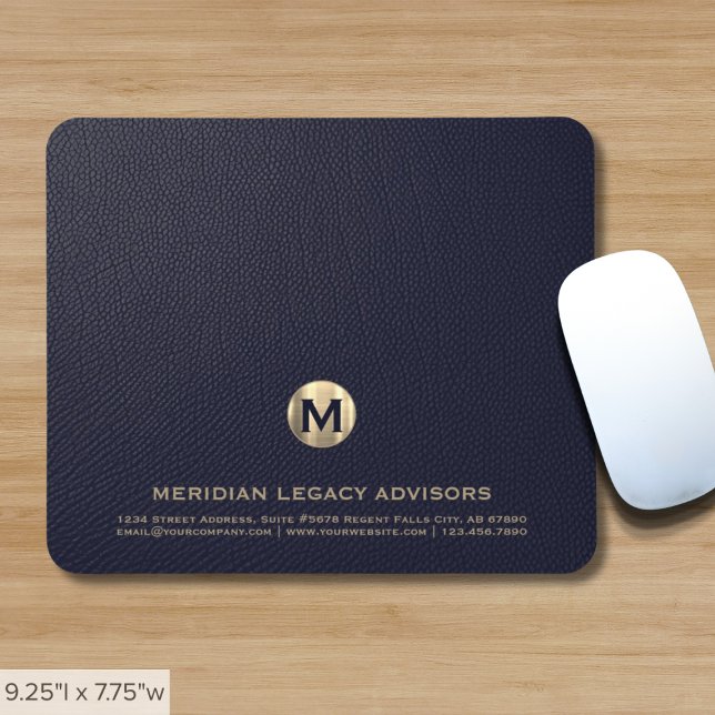 Personalisiert Blue Gold Business Monogram Mousepad (Von Creator hochgeladen)