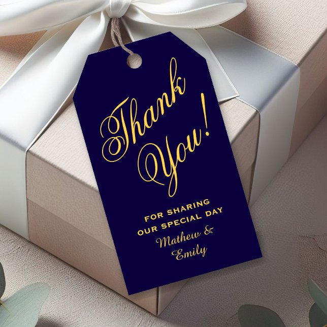 Personalisiert Blue Gold Vielen Dank Gastgeschenk  Geschenkanhänger (Von Creator hochgeladen)