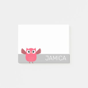 Personalisiert Blue & Gray Cartoon Owl Postit Noti Post-it Klebezettel