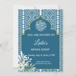 Personalisiert Blue Henna Night Einladung