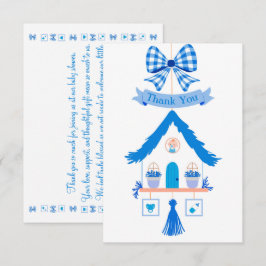 Personalisiert Blue House Danke, Baby Dusche Dankeskarte