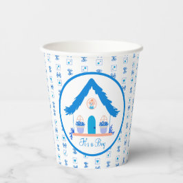 Personalisiert Blue House Es ist eine Baby-Dusche Pappbecher