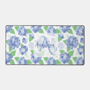 Personalisiert Blue Hydrangea Floral Schreibtischunterlage
