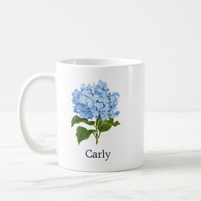 Personalisiert Blue Hydrangea Kaffeetasse (Links)