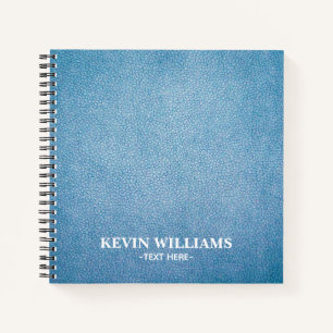 Personalisiert Blue Imitats Leather Textur Design Notizbuch