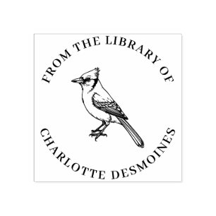 Personalisiert Blue Jay Book Briefmarke Custom Ex Gummistempel
