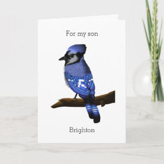 Personalisiert Blue Jay für meinen Sohn zum Geburt Karte