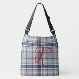 Personalisiert Blue Kariert Crossbody Totbeutel Tragetaschen Mit Langen Trägern