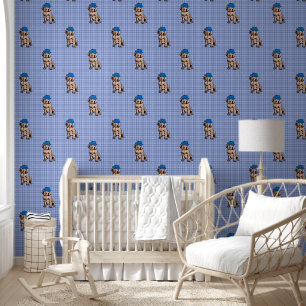 Personalisiert Blue Kariertes Kinderzimmer Art - H Tapete