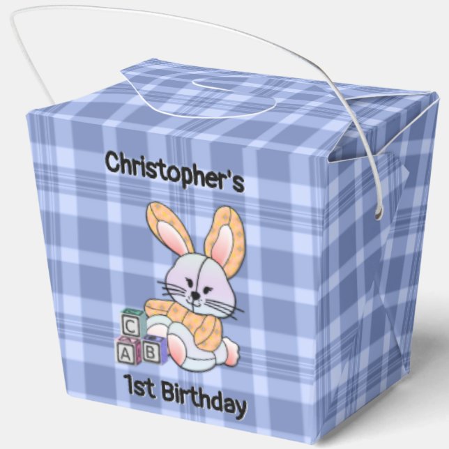 Personalisiert Blue Kariertes Kinderzimmer Kunst,  Geschenkschachtel (Rückseite)